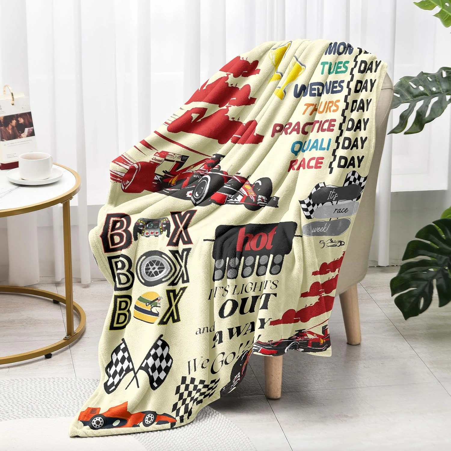 Wholesale automotive throw blanket showing custom digital print options
